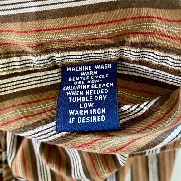 Roundtree & Yorke Long Sleeve Striped Button Down Cotton Shirt Men's Large - Picture 8 of 8